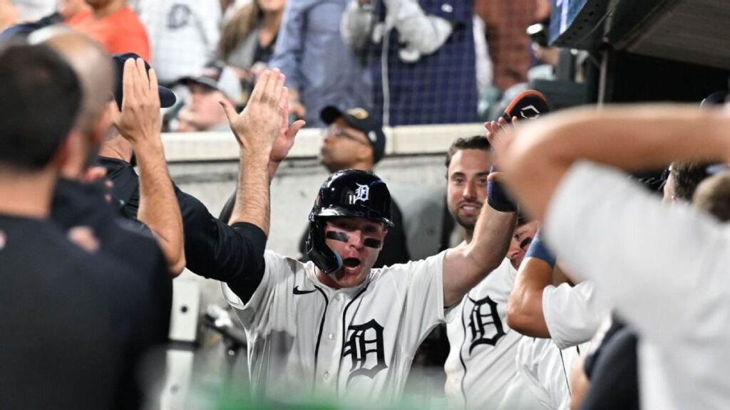 Kevin McGonigle batting for the Detroit Tigers in a Major League Baseball game