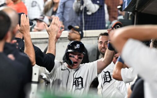 Kevin McGonigle batting for the Detroit Tigers in a Major League Baseball game