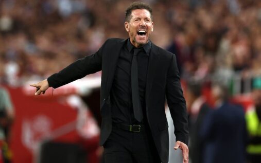 Diego Simeone gesturing on the touchline during an Atletico Madrid match