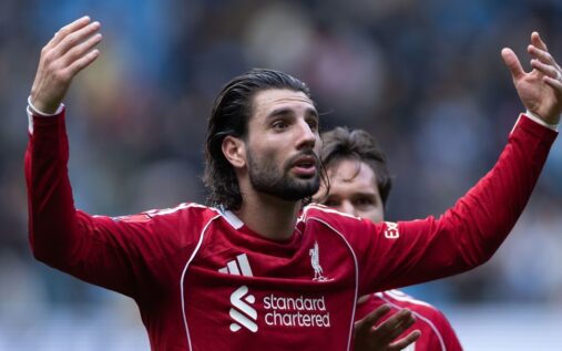 Dominik Szoboszlai speaking at a Liverpool press conference ahead of the Champions League match against Paris Saint-Germain