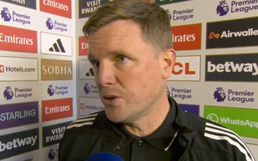 Newcastle United manager Eddie Howe looking thoughtful on the touchline during a Premier League match