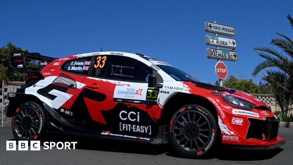 Elfyn Evans driving his Toyota Yaris during Rally Islas Canarias in the World Rally Championship
