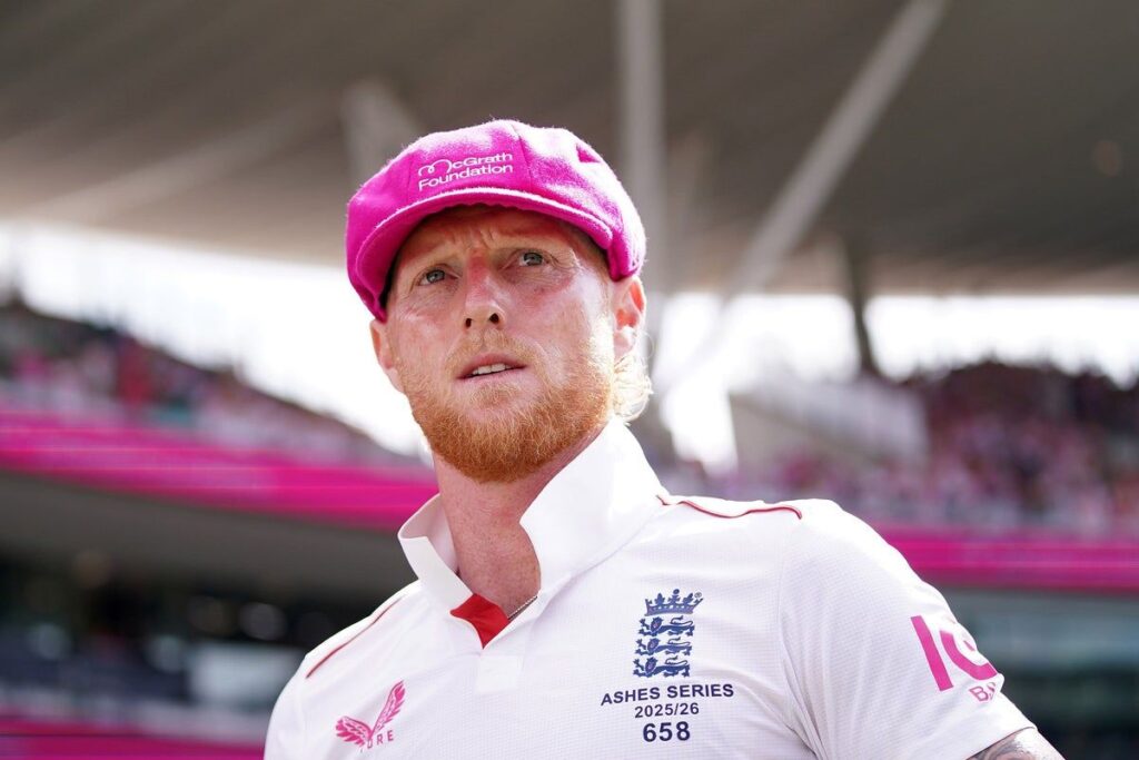 England cricket captain Ben Stokes looking determined in his test match kit