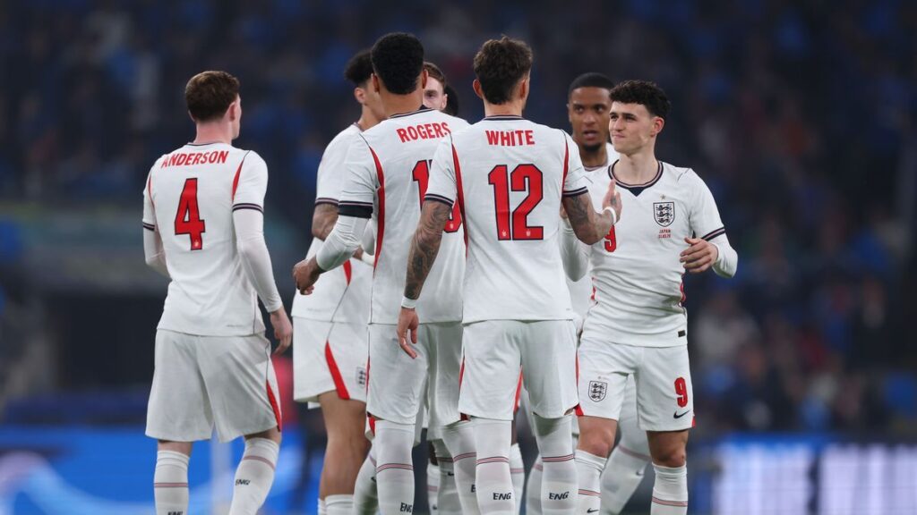 Football fans gathering outside a stadium ahead of a World Cup match