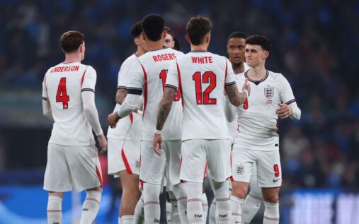 Football fans gathering outside a stadium ahead of a World Cup match