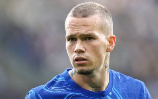 Mykhailo Mudryk looking disappointed while standing on the football pitch