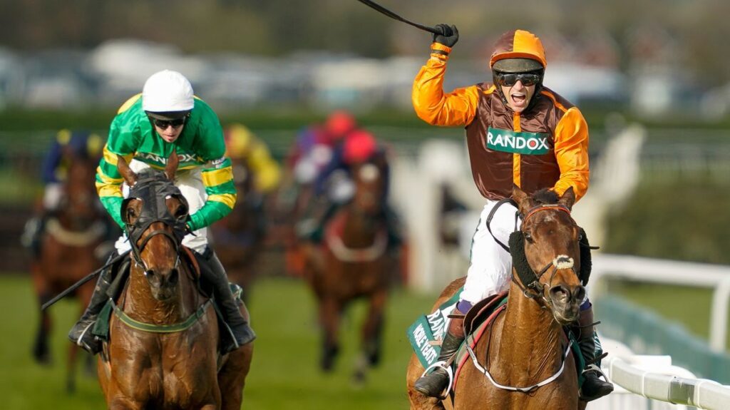 Jockey Sam Waley-Cohen riding Noble Yeats to victory at the Grand National in Aintree