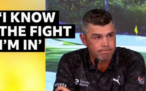 American golfer Gary Woodland looking thoughtful on the golf course
