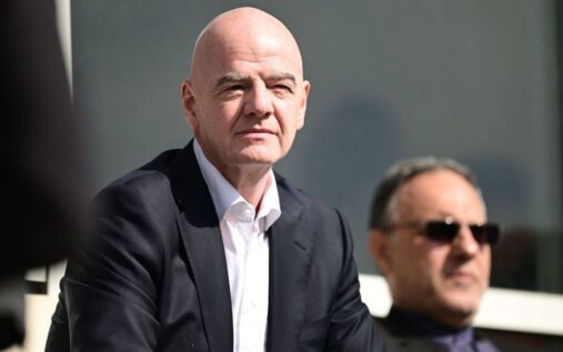 Fifa President Gianni Infantino speaking at a public press conference