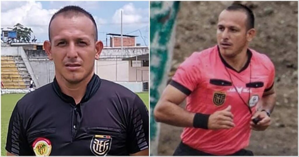 A local football pitch in Ecuador cordoned off by police tape