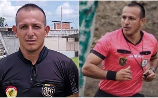 A local football pitch in Ecuador cordoned off by police tape