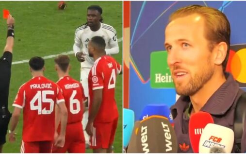 Harry Kane celebrating for Bayern Munich during a Champions League match