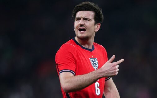 Harry Maguire playing for England during an international football match