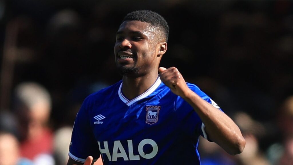 Ipswich Town players celebrating a goal against Birmingham City at Portman Road