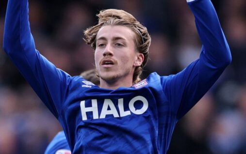 Jack Clarke of Ipswich Town preparing to take his controversial late penalty against Middlesbrough at Portman Road