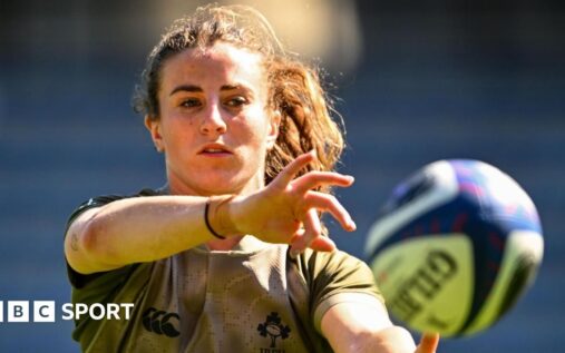 Ireland women's rugby team huddling together before a Six Nations match