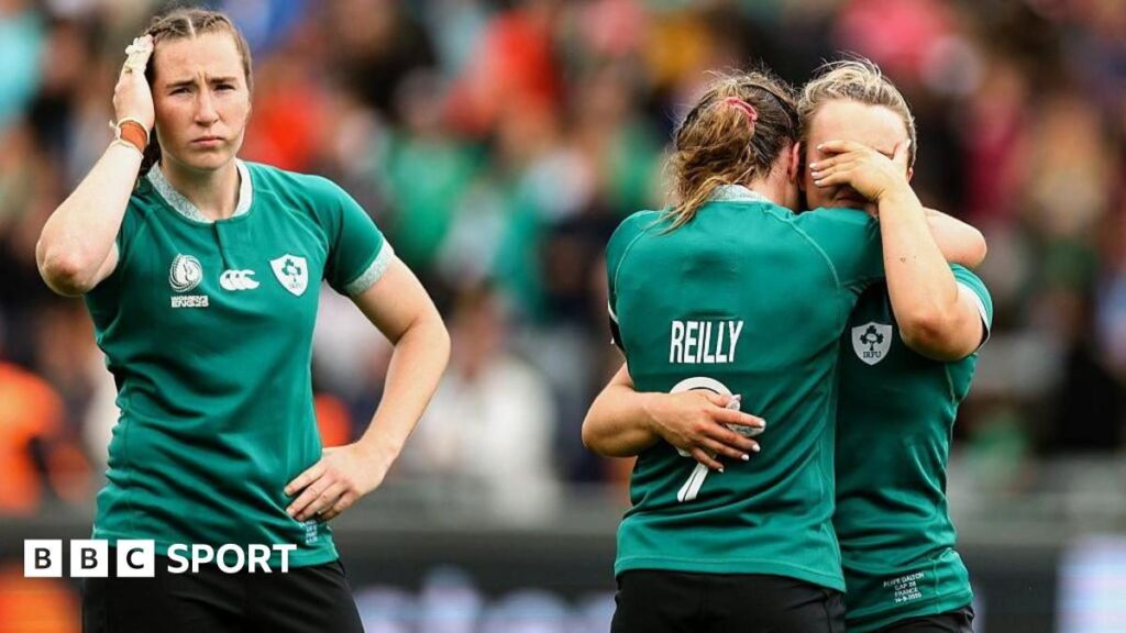 Erin King playing for Ireland Women's rugby team in a green jersey