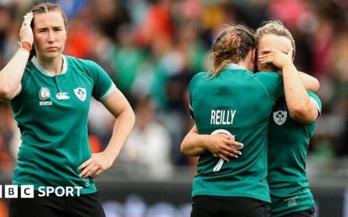Erin King playing for Ireland Women's rugby team in a green jersey