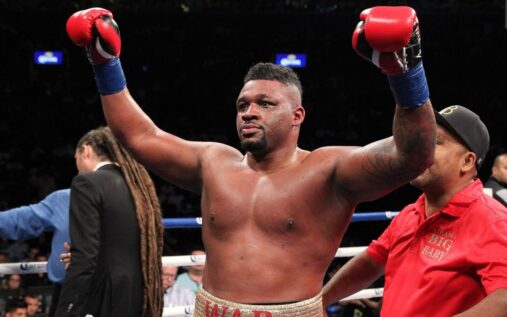 Jarrell Miller throwing a punch during his WBA heavyweight title eliminator victory