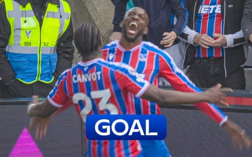 Jean-Philippe Mateta celebrating his late equaliser for Crystal Palace