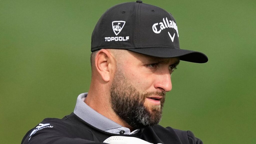 Jon Rahm wearing Team Europe colours during the Ryder Cup