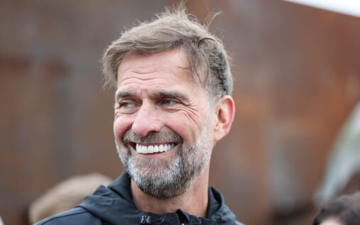 Jurgen Klopp smiling while attending a Red Bull football event in New York