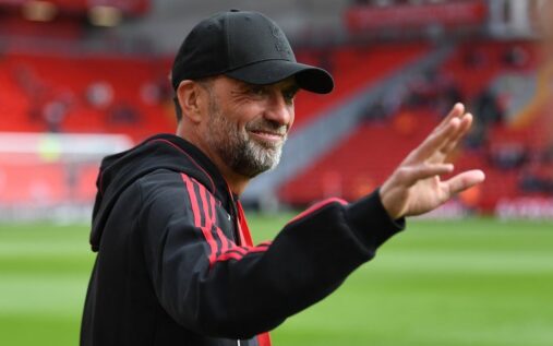 Jurgen Klopp waves to Liverpool fans during his return to Anfield for an LFC Foundation charity match