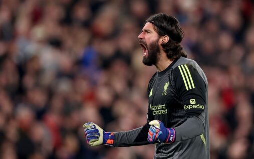 Liverpool goalkeeper Alisson Becker looking focused during a match