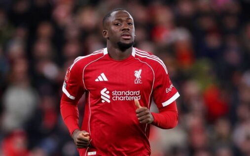 Ibrahima Konate playing for Liverpool in a Premier League match