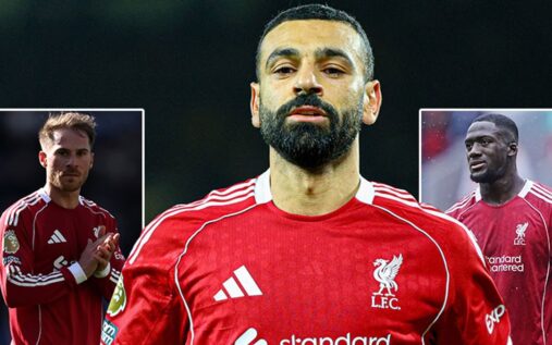 Mohamed Salah looking dejected on the pitch during a Liverpool match