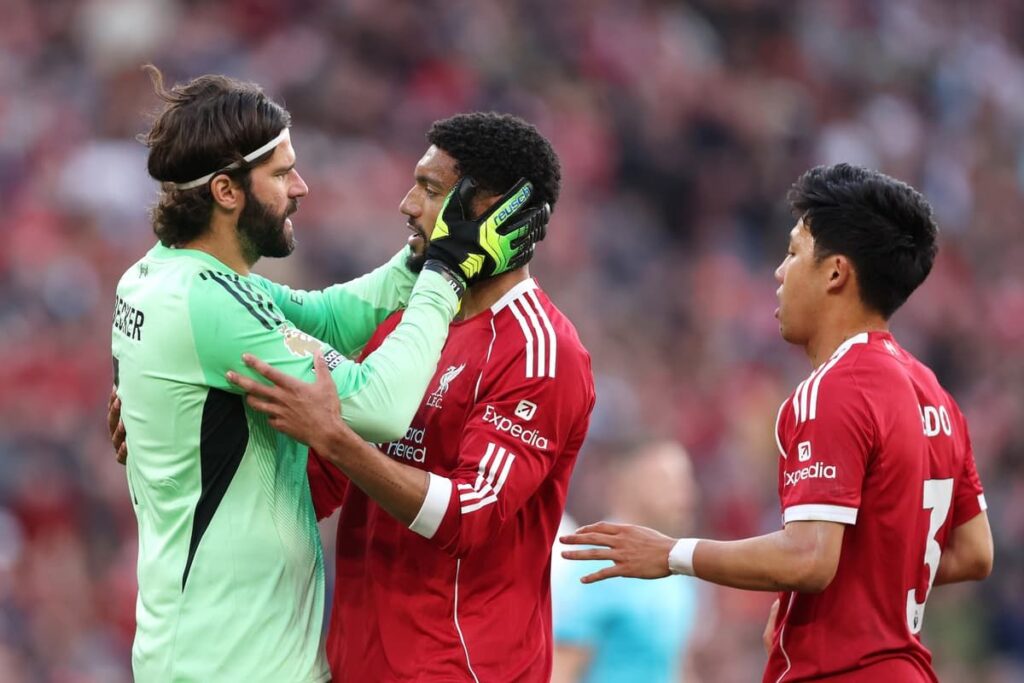 Liverpool manager Arne Slot watching his team during a Premier League training session