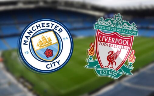 Manchester City and Liverpool players competing for the ball in an FA Cup match