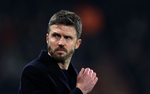 Michael Carrick managing Manchester United from the touchline at Old Trafford