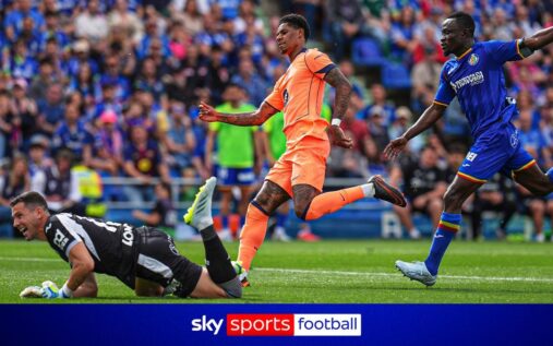 Marcus Rashford running with the ball during his solo goal for Barcelona
