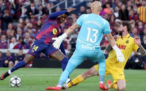 Marcus Rashford celebrating a goal for Barcelona during their La Liga match against Espanyol