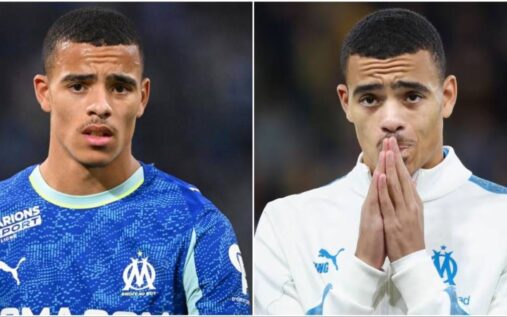 Mason Greenwood looking frustrated on the pitch while playing for Marseille in a Ligue 1 match