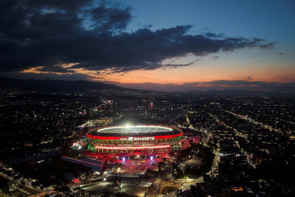 Mexican football fans gathered in the stands during a national team stadium match