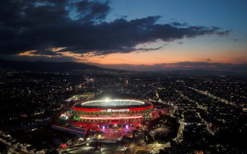 Mexican football fans gathered in the stands during a national team stadium match