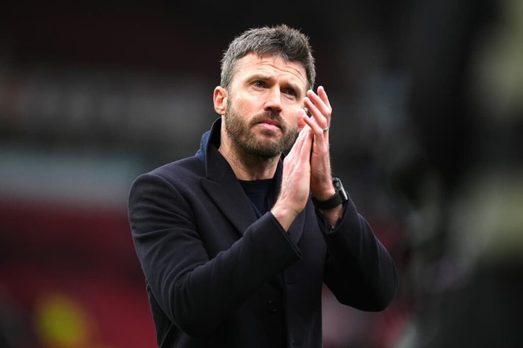 Manchester United head coach Michael Carrick gesturing from the touchline