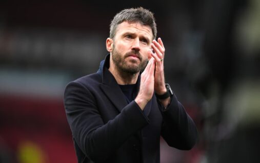 Manchester United head coach Michael Carrick gesturing from the touchline