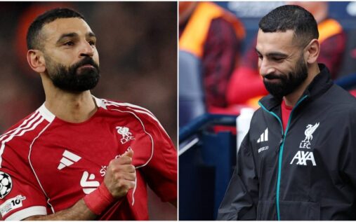 Liverpool forward Mohamed Salah looking disappointed on the pitch during a Premier League match