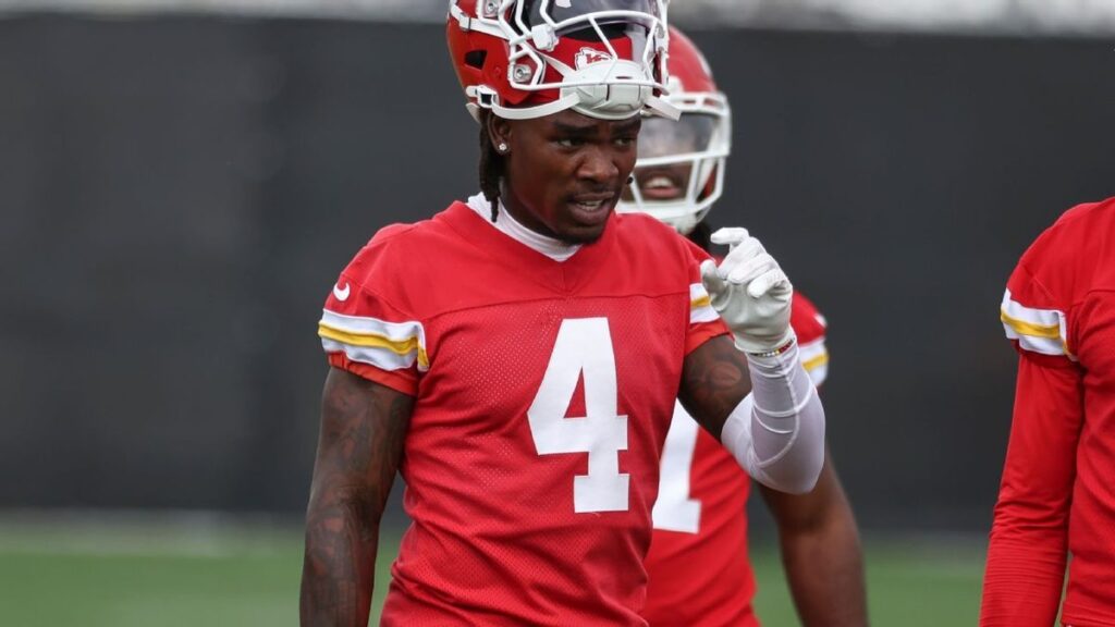 Kansas City Chiefs receiver Rashee Rice looking on during an NFL game