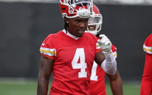 Kansas City Chiefs receiver Rashee Rice looking on during an NFL game