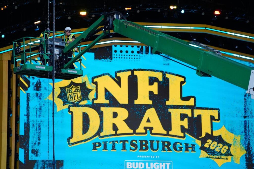 A general view of the NFL Draft stage in Pittsburgh ahead of the opening round selections