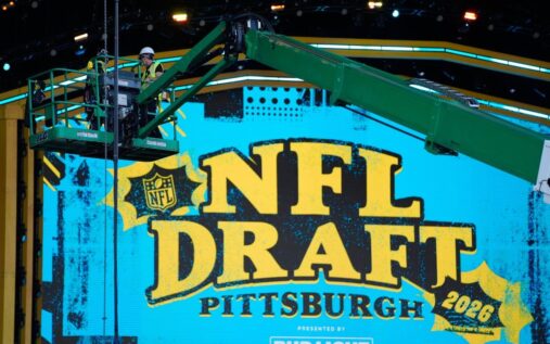 A general view of the NFL Draft stage in Pittsburgh ahead of the opening round selections