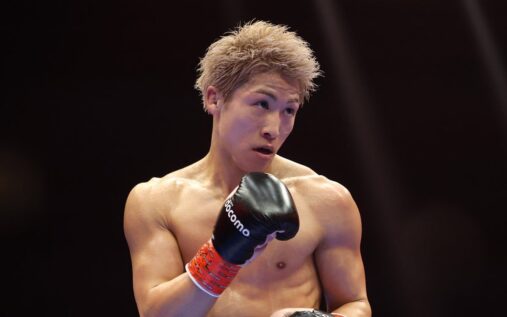 Naoya Inoue and Junto Nakatani facing off in the boxing ring