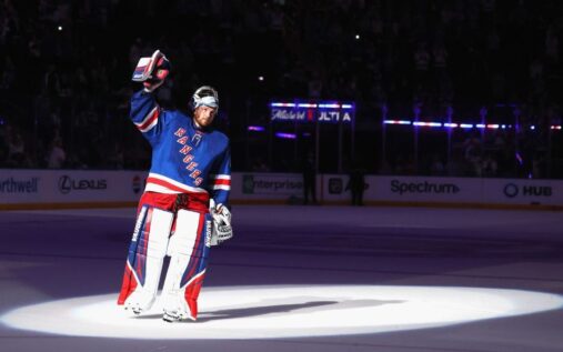Jonathan Quick playing in goal for the New York Rangers