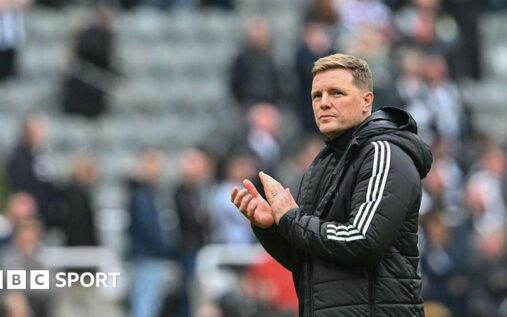 Newcastle United manager Eddie Howe looking thoughtful on the touchline during a Premier League match