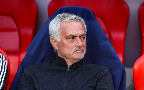 Jose Mourinho looking thoughtful on the touchline during a football match