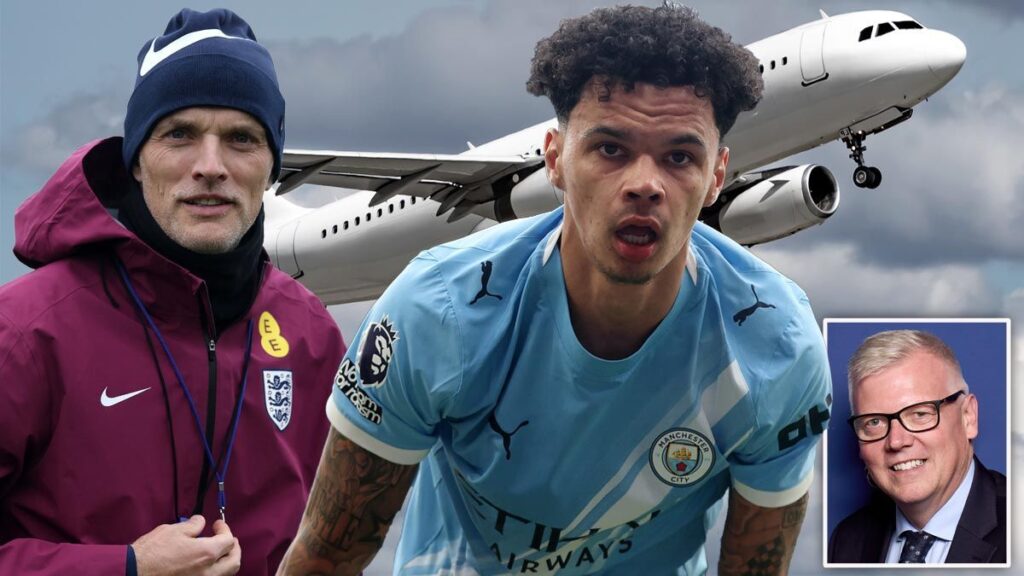Nico O'Reilly controlling the ball for Manchester City during a Premier League match
